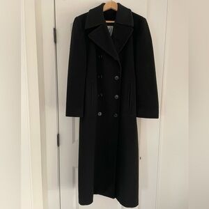 Jones New York 100% Wool Black Trench Coat Size 6